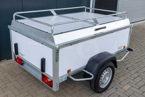 Power Trailer bagagewagen 250x132x60cm wit plywood type NR.M 250 bruto 750kg ongeremd