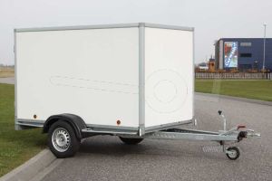 Power Trailer gesloten aanhangwagen geremde enkelasser 200x132x150cm bruto laadvermogen 1350kg