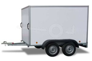 Power Trailer gesloten aanhangwagen, tandemas ongeremd, afmeting 252x125x150cm, bruto laadvermogen 750kg