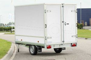 Gesloten plateau aanhangwagen Powertrailer 307x160x150cm enkelasser 1300kg