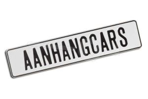 Witte kentekenplaat reflex lang, afmeting 52x11cm, voor gebruik op een ongeremde aanhanger of een fietsendrager