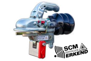 DoubleLock disselslot WAK35, SCM goedgekeurd, geschikt voor geremde aanhangwagens van 3.500kg. met een disselkop van Knott, Winterhoff, Albe, of Berndes voorzien van twee horizontale M12 bouten en een disselaansluiting met een diameter van 60mm.