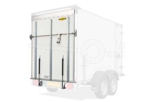 Neergaande achterklep i.p.v. achterdeuren voor Humbaur gesloten aanhangwagen 203x188cm