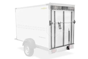Neergaande achterklep i.p.v. achterdeur voor Humbaur gesloten aanhangwagen 251x132x152cm