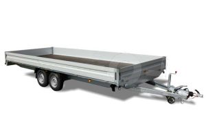 Humbaur plateauwagen HT 305221 GR,  522x207cm, bruto 3000kg (2250 netto), laadvloerhoogte 79cm, 35cm aluminium borden, banden 14", tandemas geremd