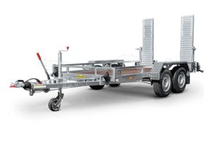 Humbaur machinetransporter HS 353516, 350x164cm (lxb bak), bruto 3500kg (2800 netto), laadvloerhoogte 45cm, 21cm stalen reling, banden 13", tandemas