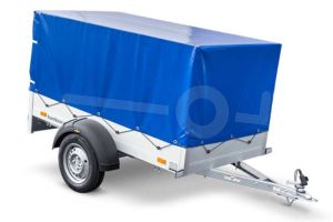Huif voor Humbaur Startrailer H 752010, kleur blauw, afmeting 205 x 110 cm met een dakhoogte van 100 cm vanaf de laadvloer.