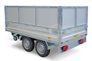 Loofrekken met dichte aluminium panelen, 60cm hoog, voor Humbaur HUK achterwaartse kipper met een laadbak van 230x140cm.