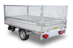 Loofrekken met gaasnetten, 60cm hoog, voor Humbaur HUK achterwaartse kipper met een laadbak van 314x175cm.