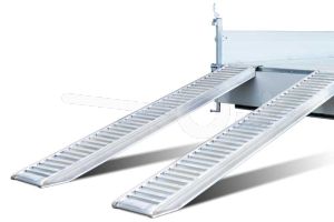 Set van twee aluminium oprijplaten 265cm lang draagvermogen 2800kg voor de Humbaur HTK driezijdige kipper