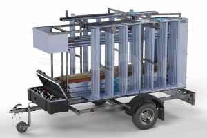 Afsluitbare steigeraanhanger met Euroscaffold rolsteiger 250x135cm werkhoogte 12,2 meter