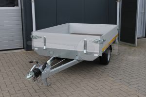 Eduard geremde enkelas plateauwagen 2514-3-PB30-100-56 met een laadbak van 250x145cm, een bruto laadvermogen van 1000kg en een laadvloerhoogte van 56cm.