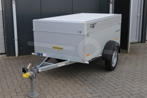 Humbaur aluminium bagagewagen (lxbxh) 205x110x68cm, type HA 752111-5 met deksel, Bruto 750kg (588kg netto), Aluminium wanden 50cm, Enkelas ongeremd, Banden 145/80R13