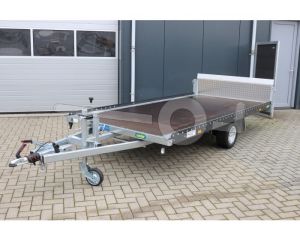 Kantelbare transporter Unsinn UM 3617-15-10, Bakmaat 366x175cm, Bruto 1500kg (1010kg netto), Betonplex laadvloer 18mm, Laadvloerhoogte 57cm, Enkelas geremd, Banden 195/55R10