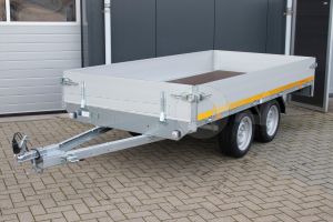 Eduard plateauwagen 3015-2-P3-0763, Lxb 300x150cm, Bruto 750kg (450kg netto), Lvh 63cm, Alu borden 30cm, Tandemas ongeremd, Banden 195/50R13.