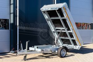 Eduard achterwaartse kipper 3116-3-13-1363-N, Lxb 310x160cm, Bruto 1350kg (1004kg netto), Elektrische bediening, Lvh 63cm, Borden 30cm, Enkelas geremd, Banden 195/50R13