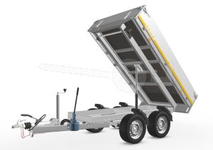 Eduard achterwaartse kipper 2514-4-13-2063-J, Lxb 250x145cm, Bruto 2000kg (1540kg netto), Handmatige bediening, Lvh 63cm, borden 30cm, Tandemas geremd, Banden 195/50R13
