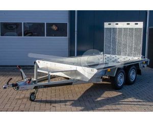 Machinetransporter Martz Bau 3 350 S 2700, Lxb 350x160cm, Bruto 2700kg (2031kg netto), 25cm stalen borden, Tandemas geremd, Banden 195/50R13