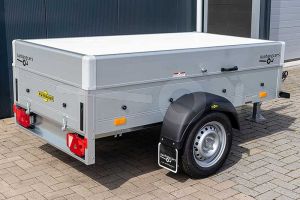 Humbaur aluminium  bagagewagen (lxbxh) 205x110x48cm, type  Startrailer H 752010 met deksel, Bruto 750kg (604kg netto), Aluminium wanden, Enkelas ongeremd, Banden 145/80R13