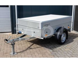Humbaur aluminium bagagewagen (lxbxh) 251x131x48cm, type Startrailer H 752513 met deksel, Bruto 750kg (602kg netto), Aluminium wanden, Enkelas ongeremd, Banden 145/80R13
