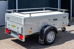 Humbaur aluminium  bagagewagen (lxbxh) 205x110x48cm, type  Startrailer H 752010 met deksel en reling, Bruto 750kg (593kg netto), Aluminium wanden, Enkelas ongeremd, Banden 145/80R13
