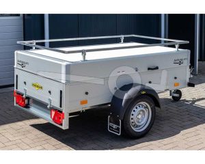 Humbaur aluminium bagagewagen (lxbxh) 251x131x48cm, type Startrailer H 132513 met deksel+reling, Bruto 1300kg (1078kg netto), Aluminium wanden, Enkelas geremd, Banden 185/65R14