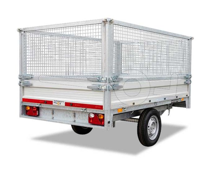 75cm hoge loofrekken met gaaswerk voor Twins Trailers kipper of plateauwagen met een laadbak van 307x157cm