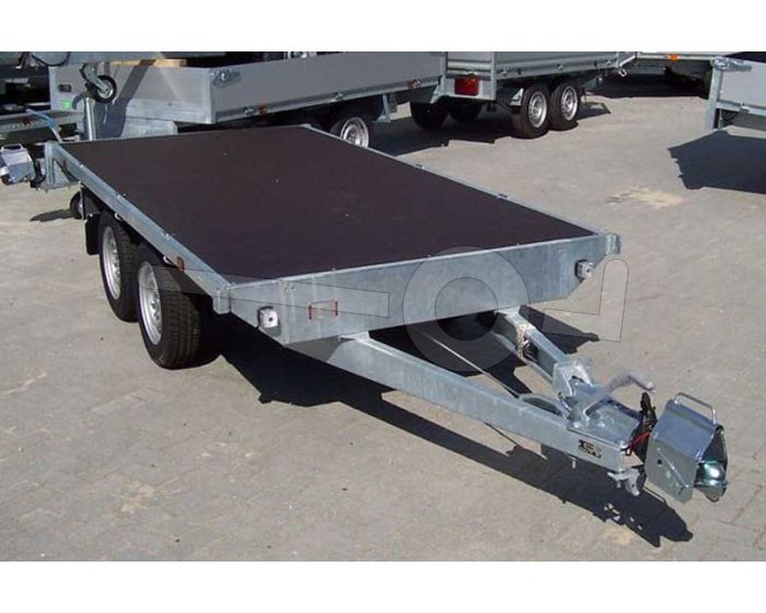 Vlakke Eduard plateauwagen zonder laadborden 330x180cm laadvloerhoogte 72cm laadvermogen bruto 2700kg
