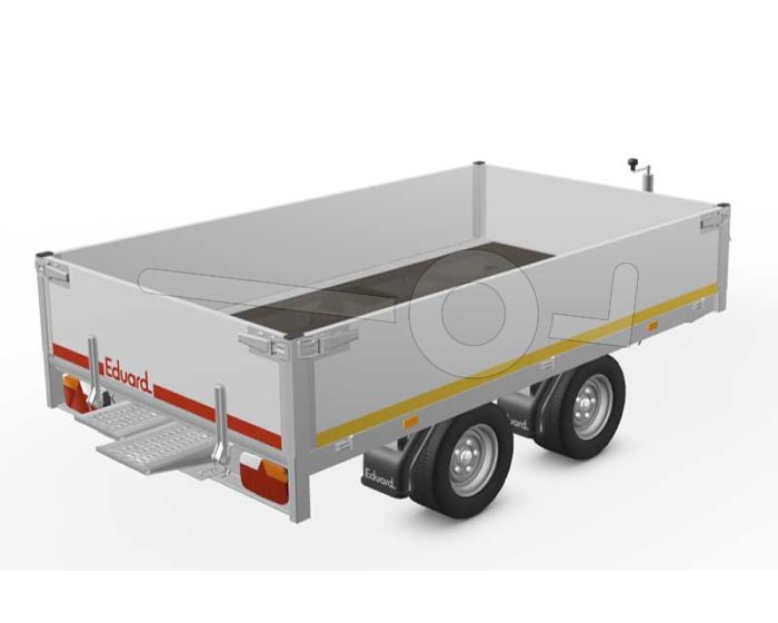Eduard multitransporter 2615-4-PO4-2056 260x150cm 2000kg laadvloerhoogte 56cm, aluminium borden 40cm, tandemas geremd, banden 195/55R10, Met oprijplaten (geen lier).