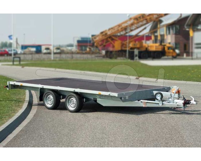 Eduard tandemas multitransporter zonder borden. Afmeting 506x220cm. Bruto laadvermogen 3000kg. Laadvloerhoogte 63cm.