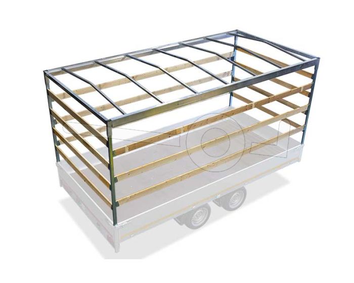 Huifstellage 506x220x200cm 5022-S-SFZ-200 ten behoeve van huif met schuifzeil voor Eduard plateauwagen of multitransporter met een laadbak van 506x220cm. Hoogte 200cm, gemeten vanaf de laadvloer.