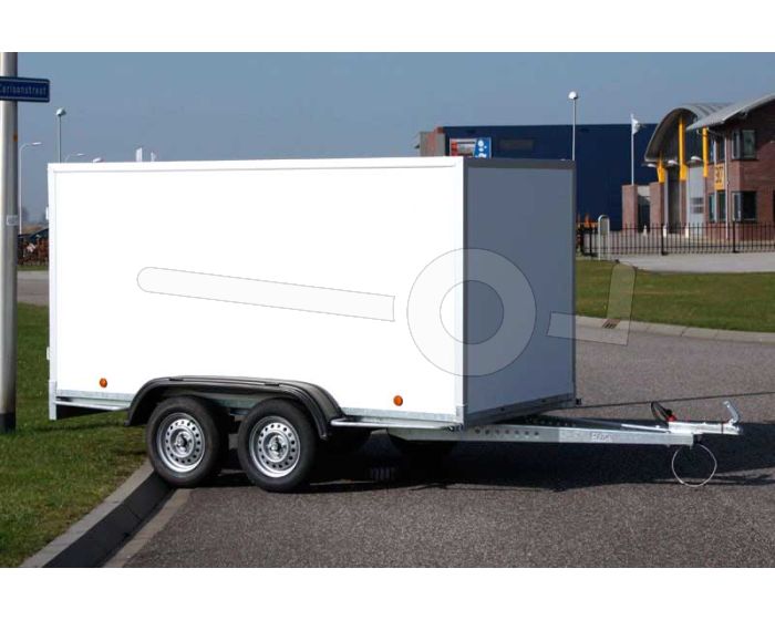 Power Trailer tandemas gesloten aanhangwagen, afmeting 307x150x188cm, bruto laadvermogen 750kg ongeremd