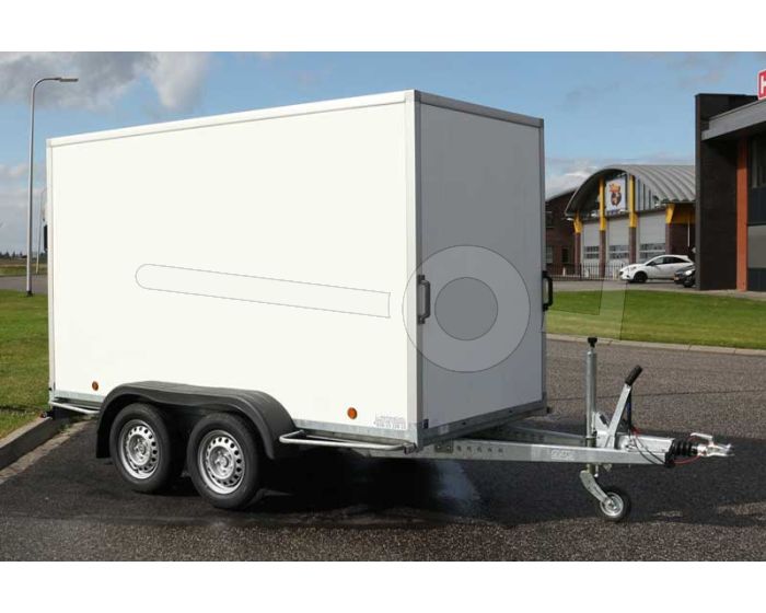 Power Trailer tandemas gesloten aanhangwagen, afmeting 307x150x150 cm, tandemas geremd, bruto laadvermogen 1500kg