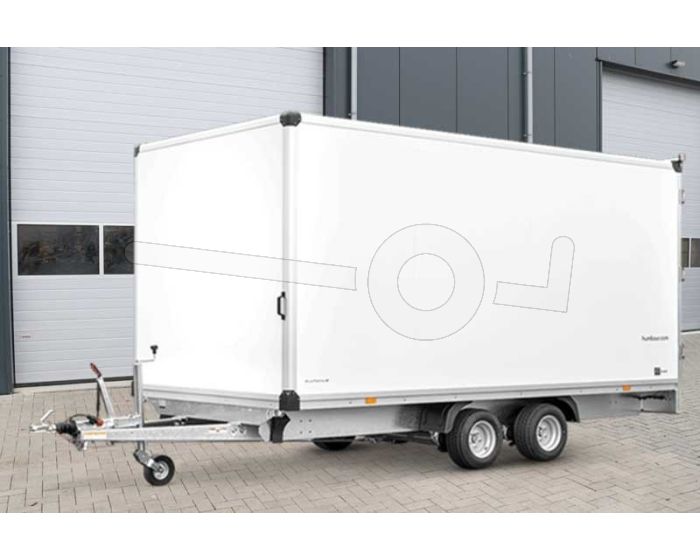 Humbaur gesloten plateauwagen HKN 306225-20PF30 618x243x188cm 3000kg 10" wielen voorzijde