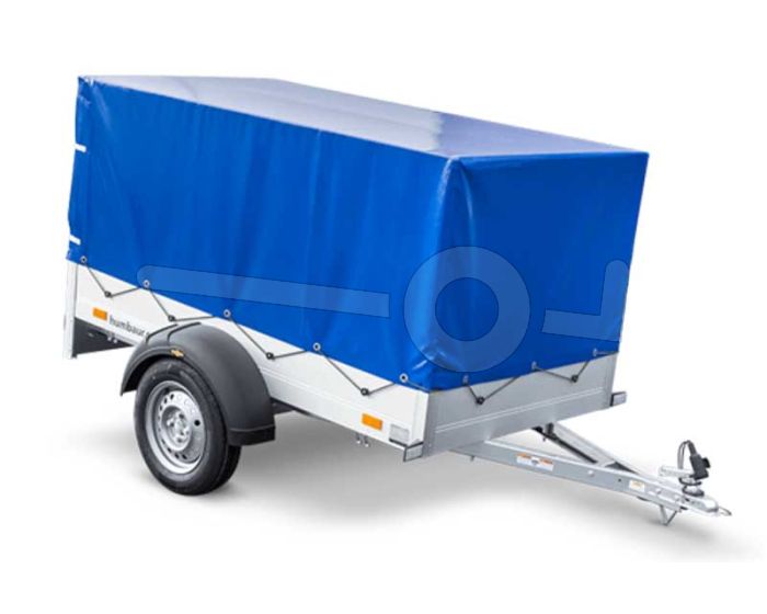 Huif voor Humbaur Startrailer H 752010, kleur blauw, afmeting 205 x 110 cm met een dakhoogte van 100 cm vanaf de laadvloer.