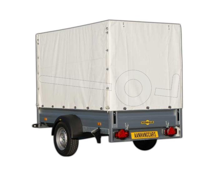 Huif voor Humbaur aluminium aanhangwagen, afmeting 251 x 131 cm met een dakhoogte van 160 cm vanaf de laadvloer.