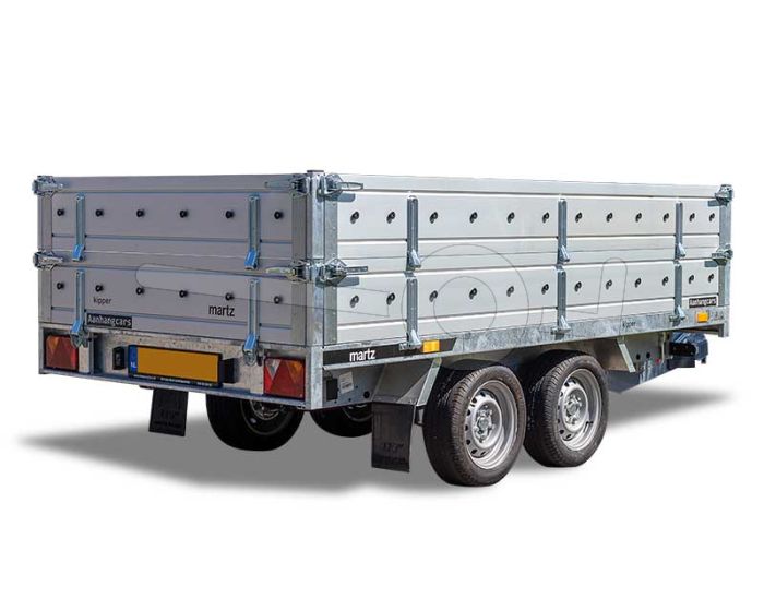 Aluminium opzetborden, 30cm hoog, voor Martz kipper 300/2 met bakmaat 305x153cm.