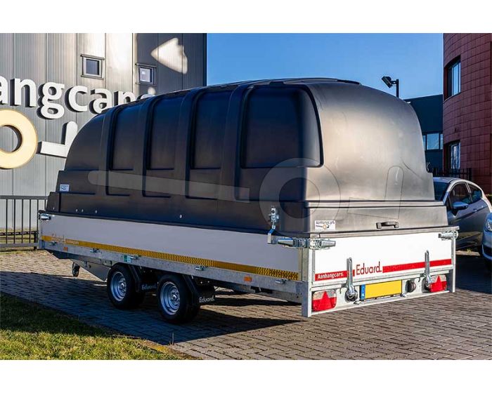 Achteraanzicht gesloten autotransporter Eduard 4018-4-PMB30-270-56 406x180cm 2700kg met kunststof kap