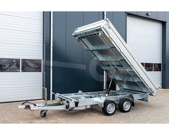 Humbaur 3-zijdige kipper met oprijplaten, afmeting 363x185cm, bruto laadvermogen 3500kg, serie 3000 type HTK 3500.37 