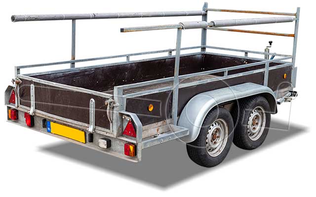 Oude gebruikte tandemas aanhangwagen