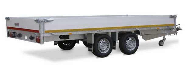 Tandemas plateauwagen met aluminium borden van Eduard Trailers