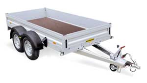 Tandemas open aanhangwagen met aluminium borden
